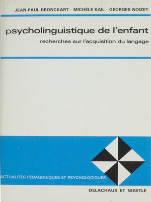 cover image of Psycholinguistique de l'enfant